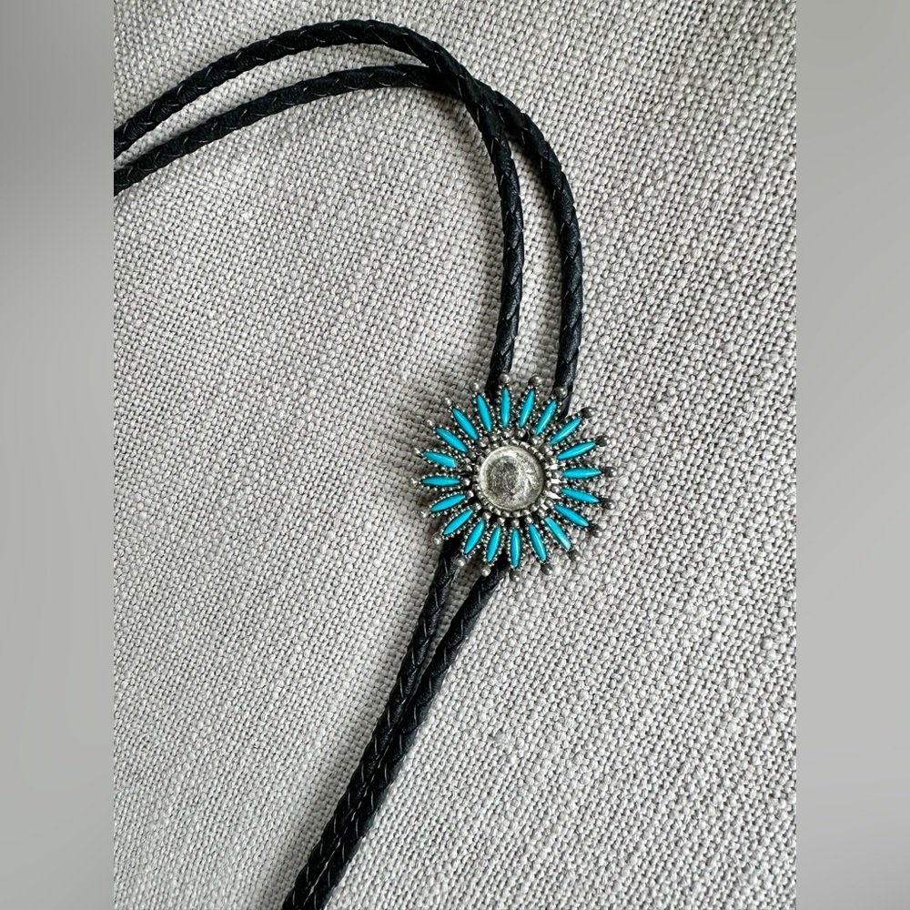 Turquoise Sunburst Bolo Tie - Men's Western Accessory